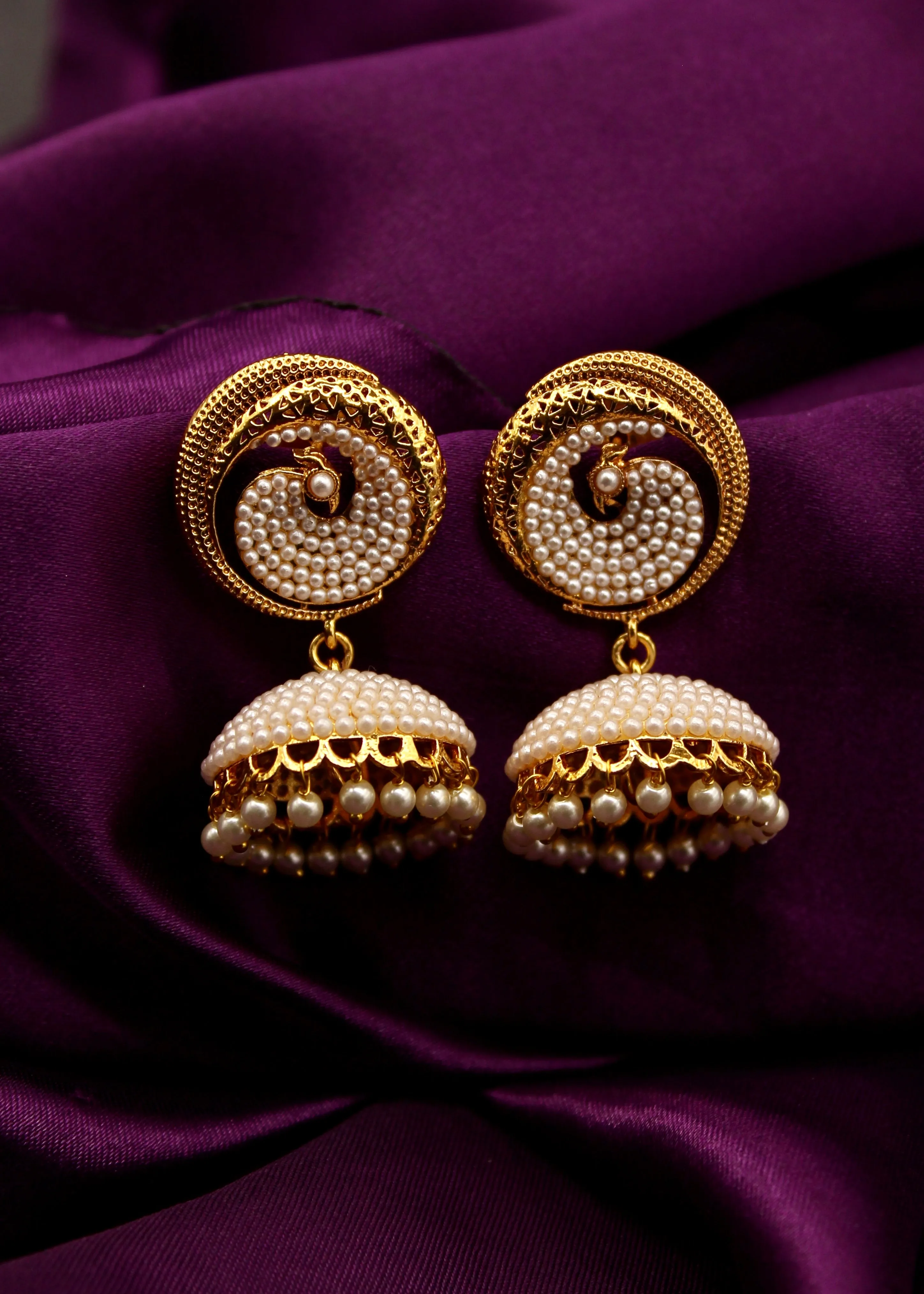 STYLISH PEAFOWL JHUMKI EARRINGS