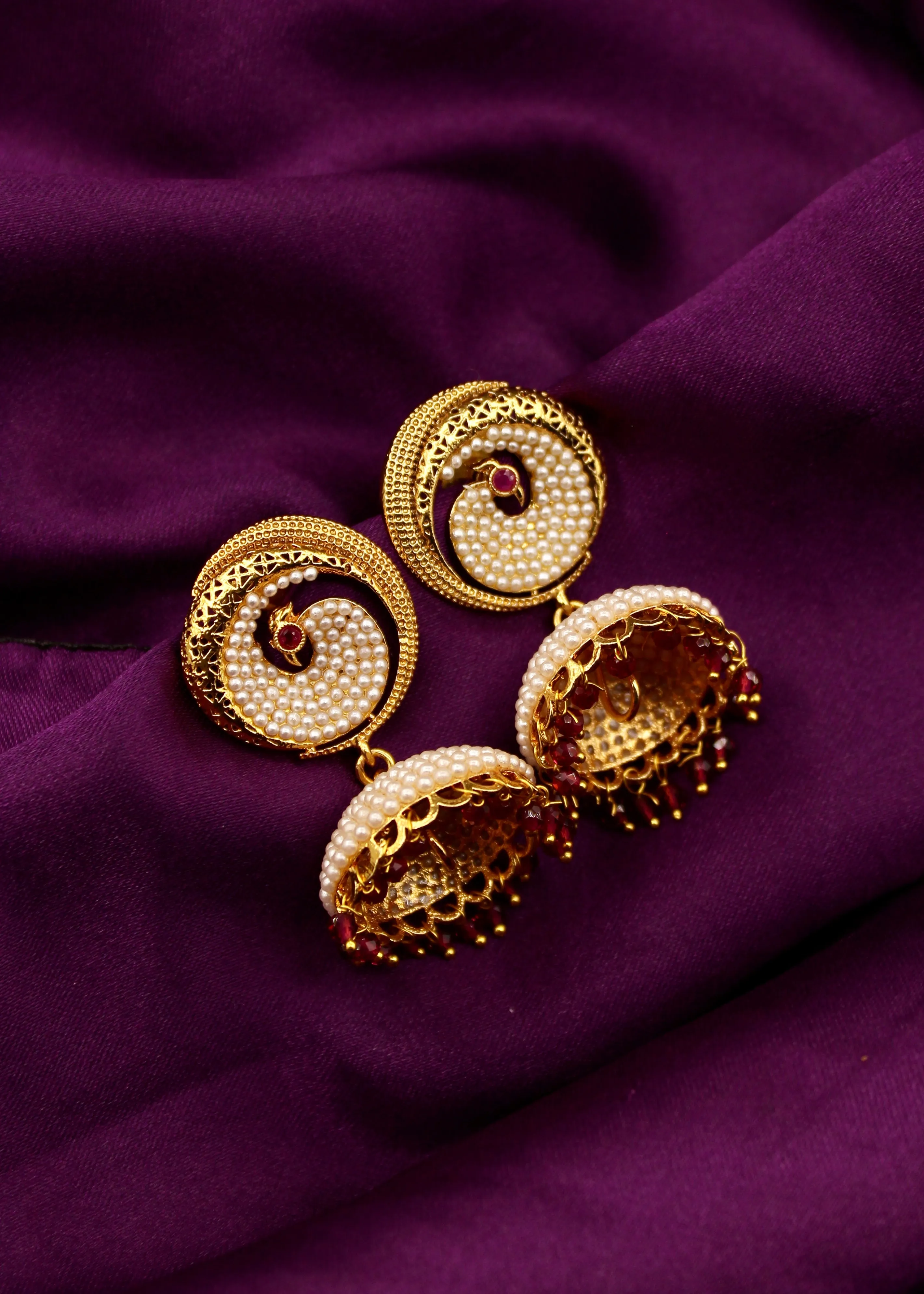 STYLISH PEAFOWL JHUMKI EARRINGS