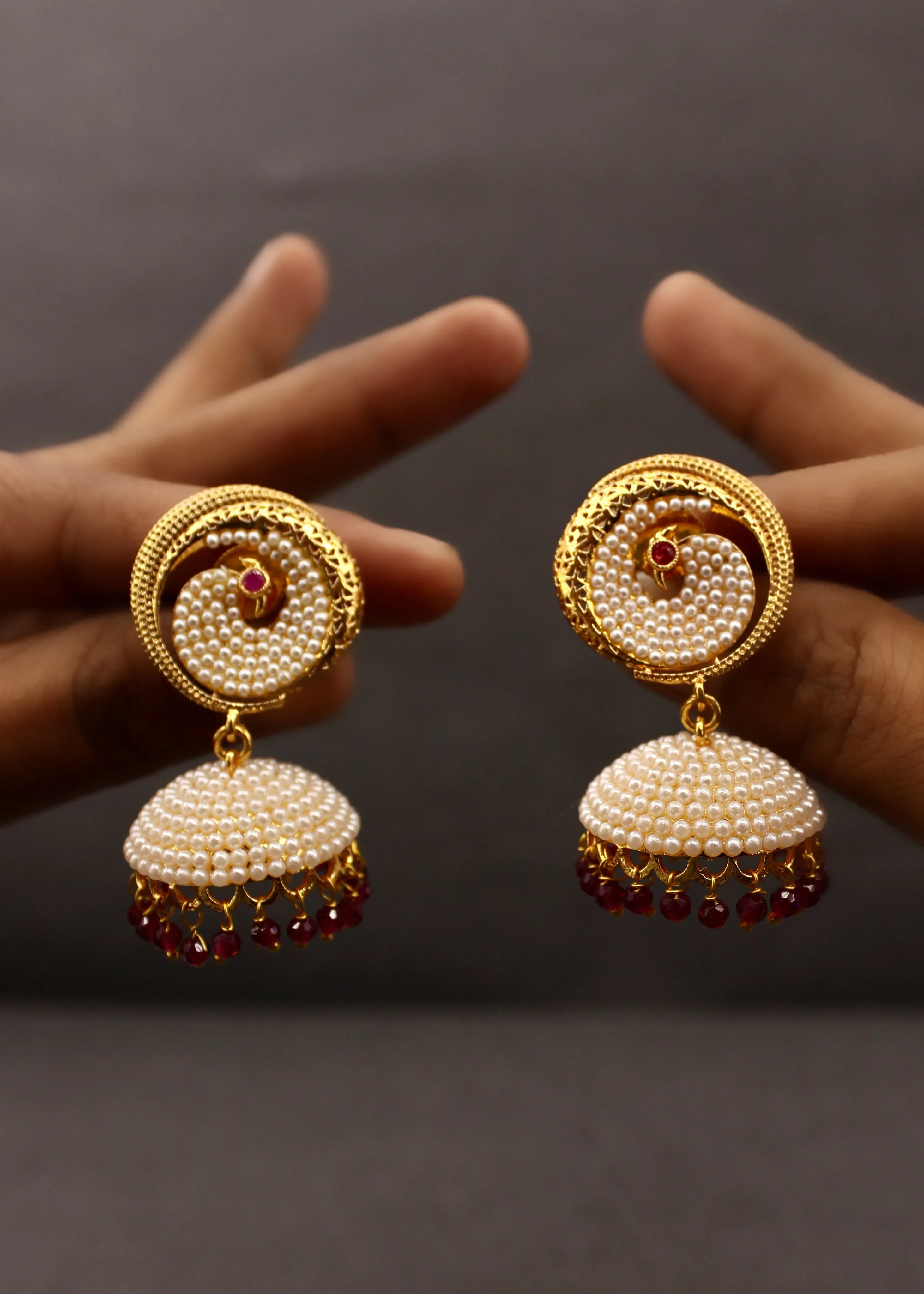 STYLISH PEAFOWL JHUMKI EARRINGS