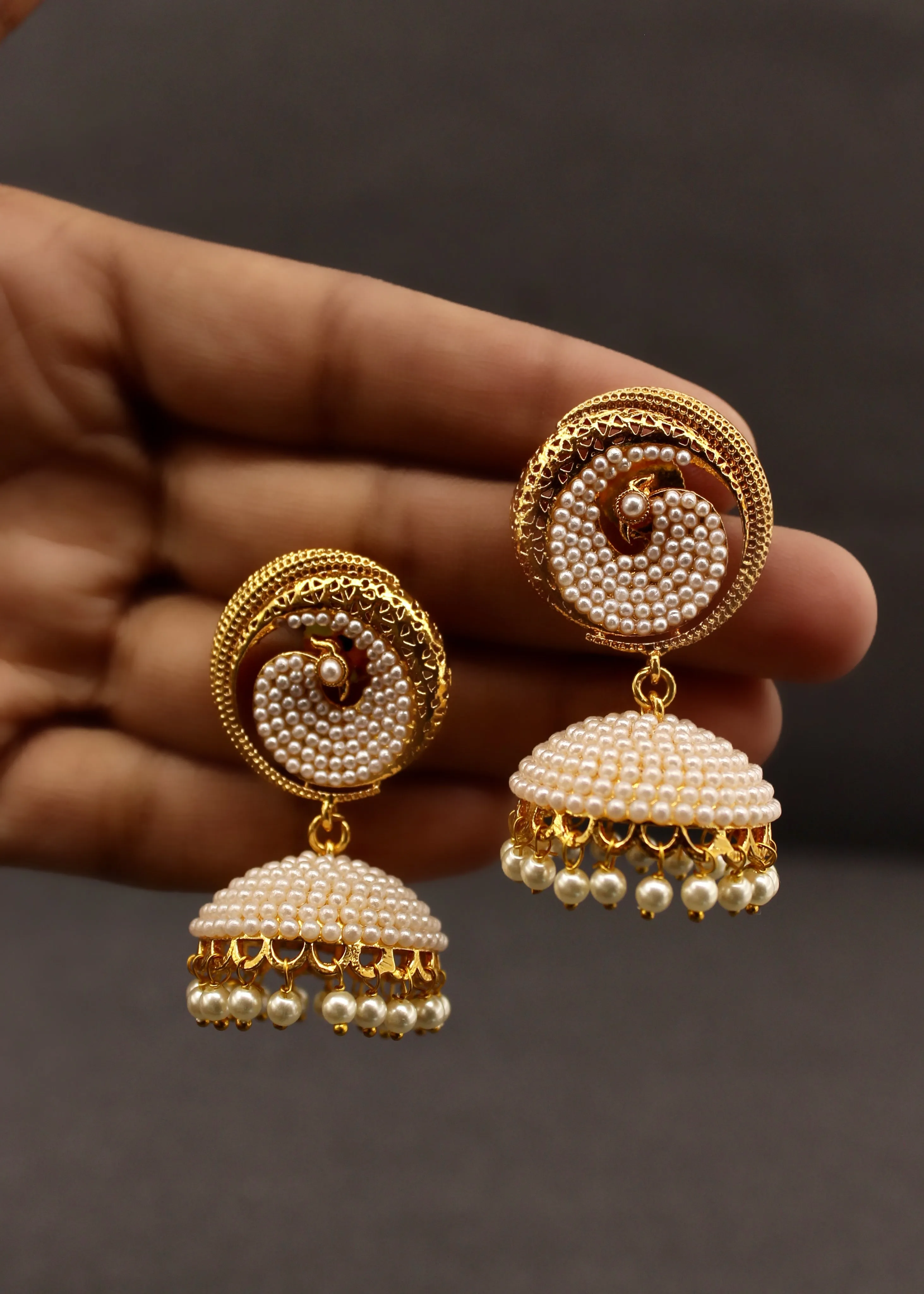 STYLISH PEAFOWL JHUMKI EARRINGS