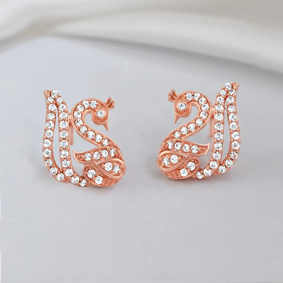 Swan Grace Rose Gold Plated 925 Sterling Silver Earrings