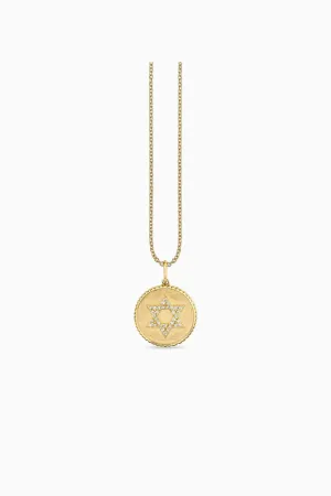 Sydney Evan Gold & Diamond Star of David Coin - Yellow Gold