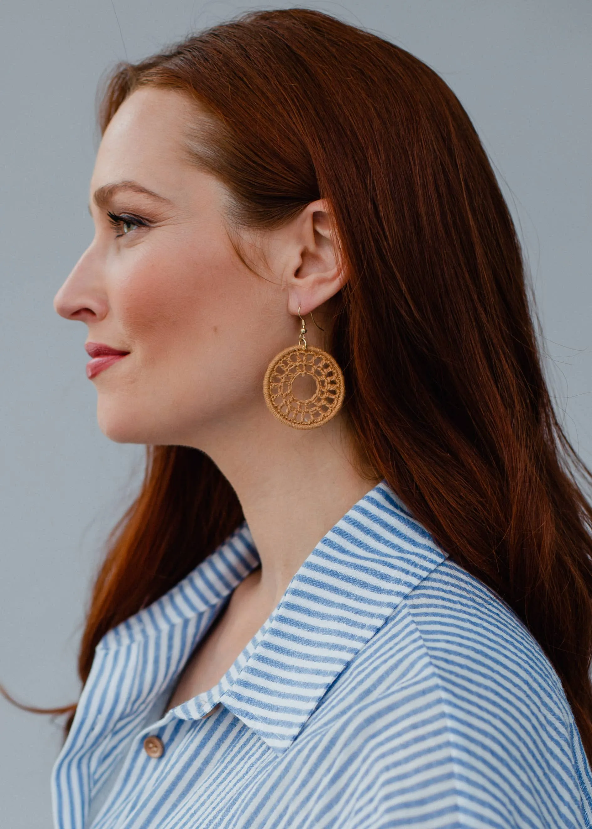 Tan Crochet Earrings