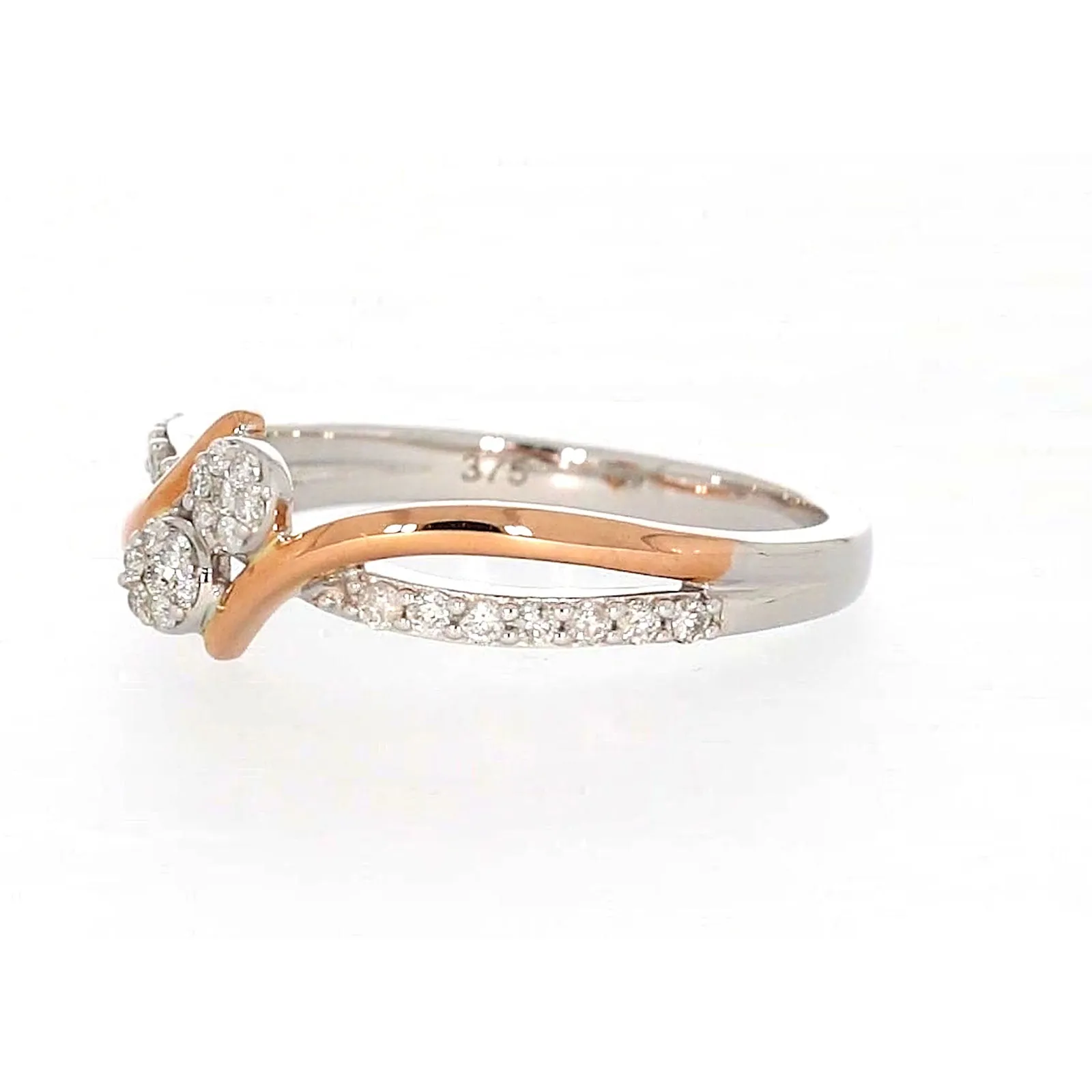 Tango 9ct Rose & White Gold Round Brilliant Cut with 1/4 CARAT tw of Diamonds Ring