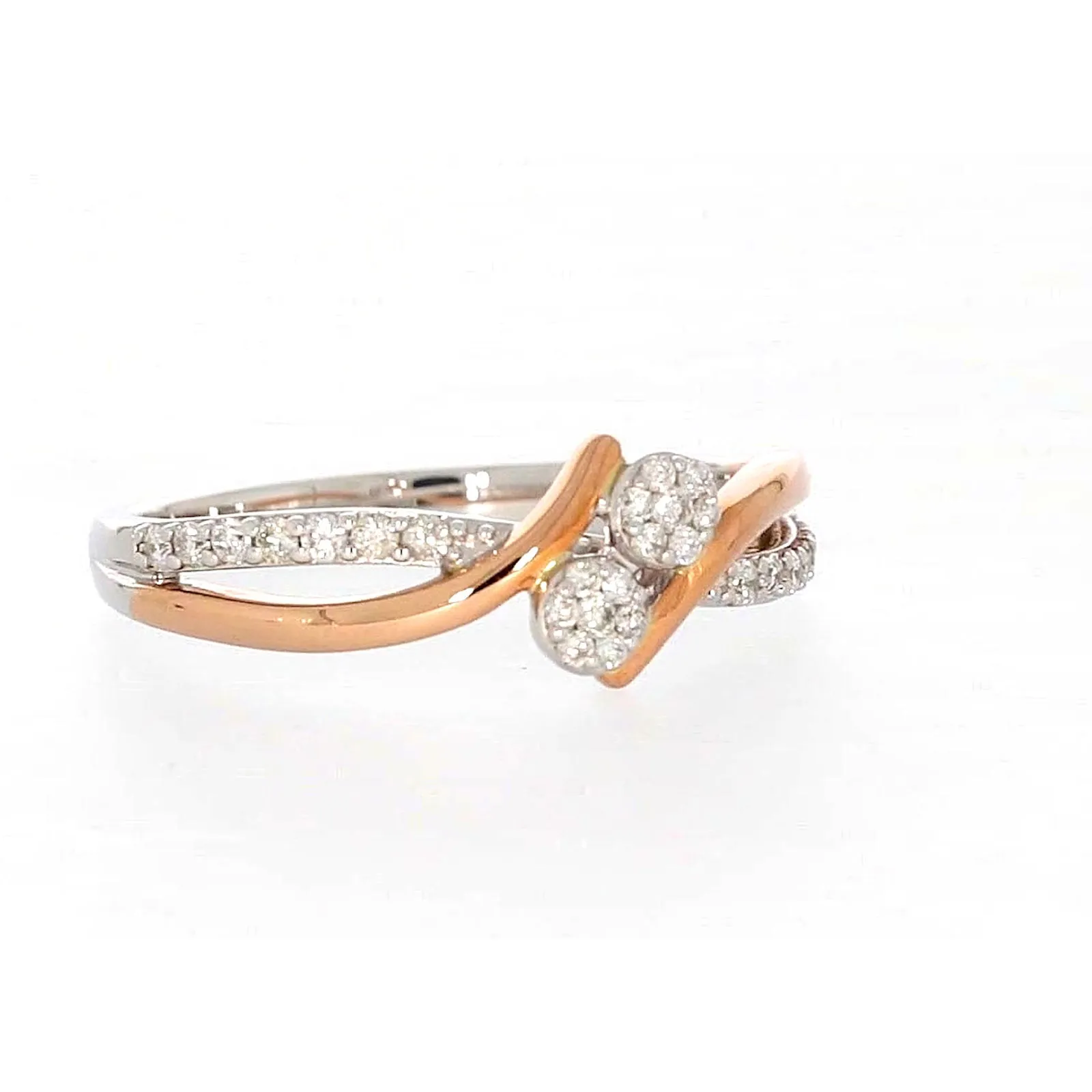 Tango 9ct Rose & White Gold Round Brilliant Cut with 1/4 CARAT tw of Diamonds Ring