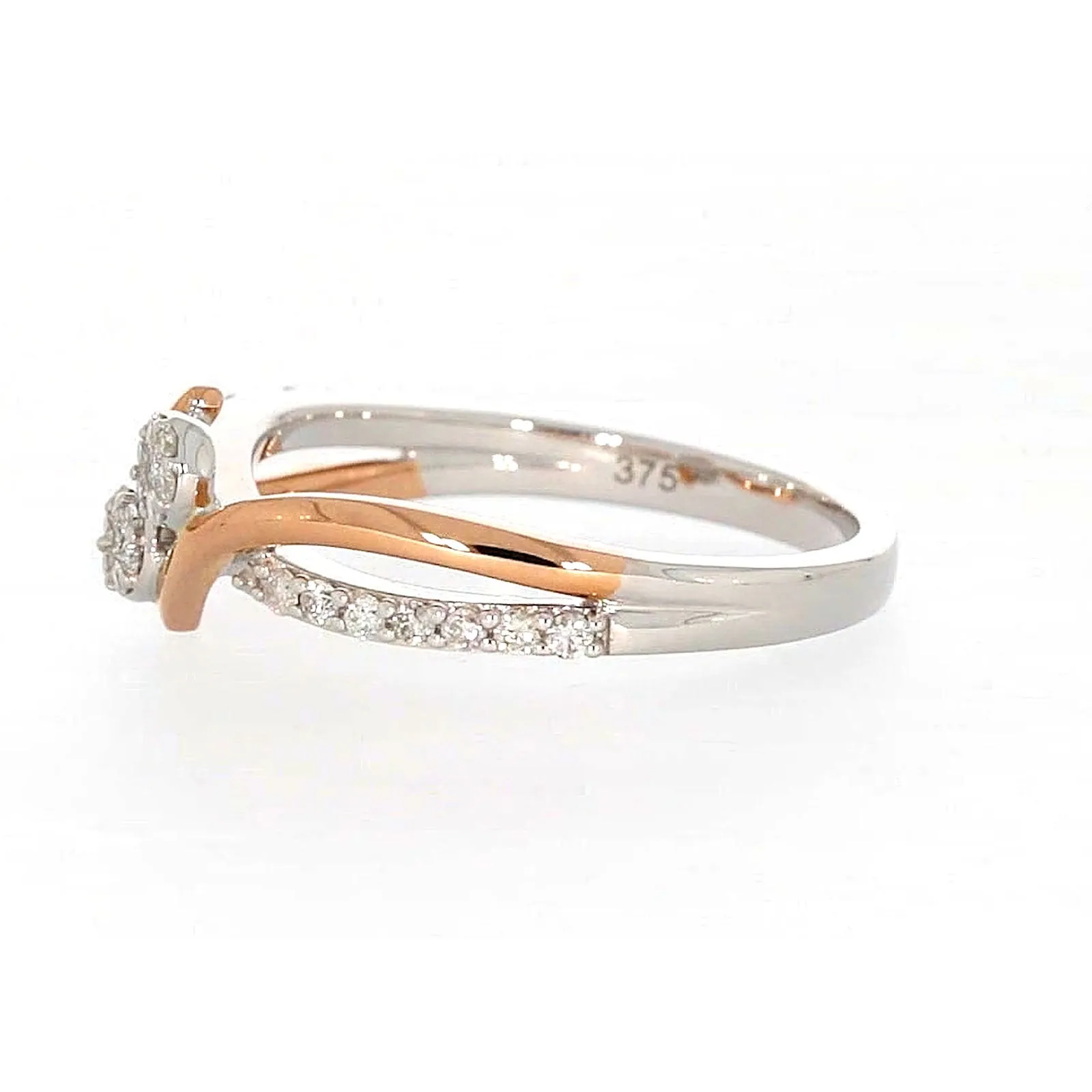 Tango 9ct Rose & White Gold Round Brilliant Cut with 1/4 CARAT tw of Diamonds Ring