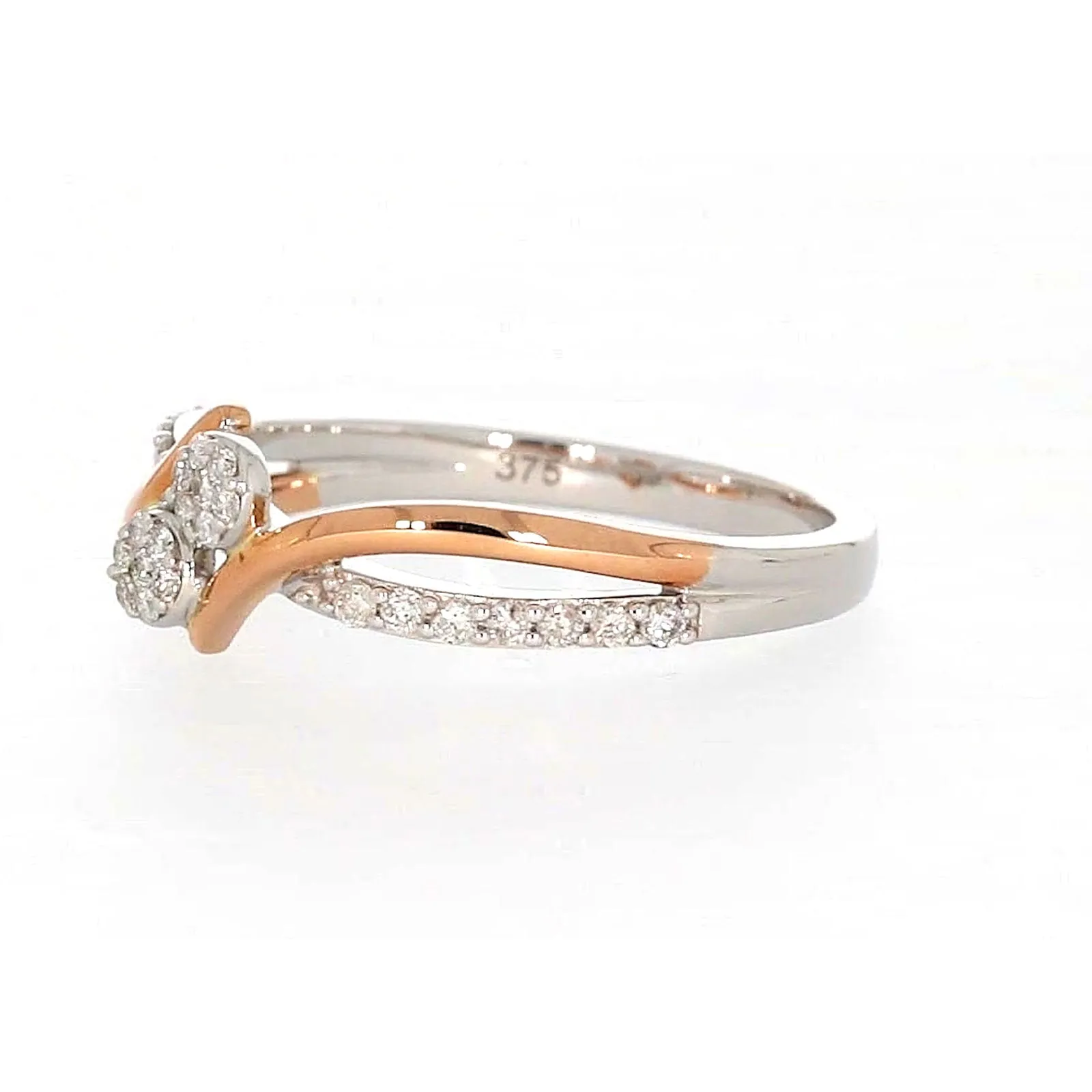 Tango 9ct Rose & White Gold Round Brilliant Cut with 1/4 CARAT tw of Diamonds Ring