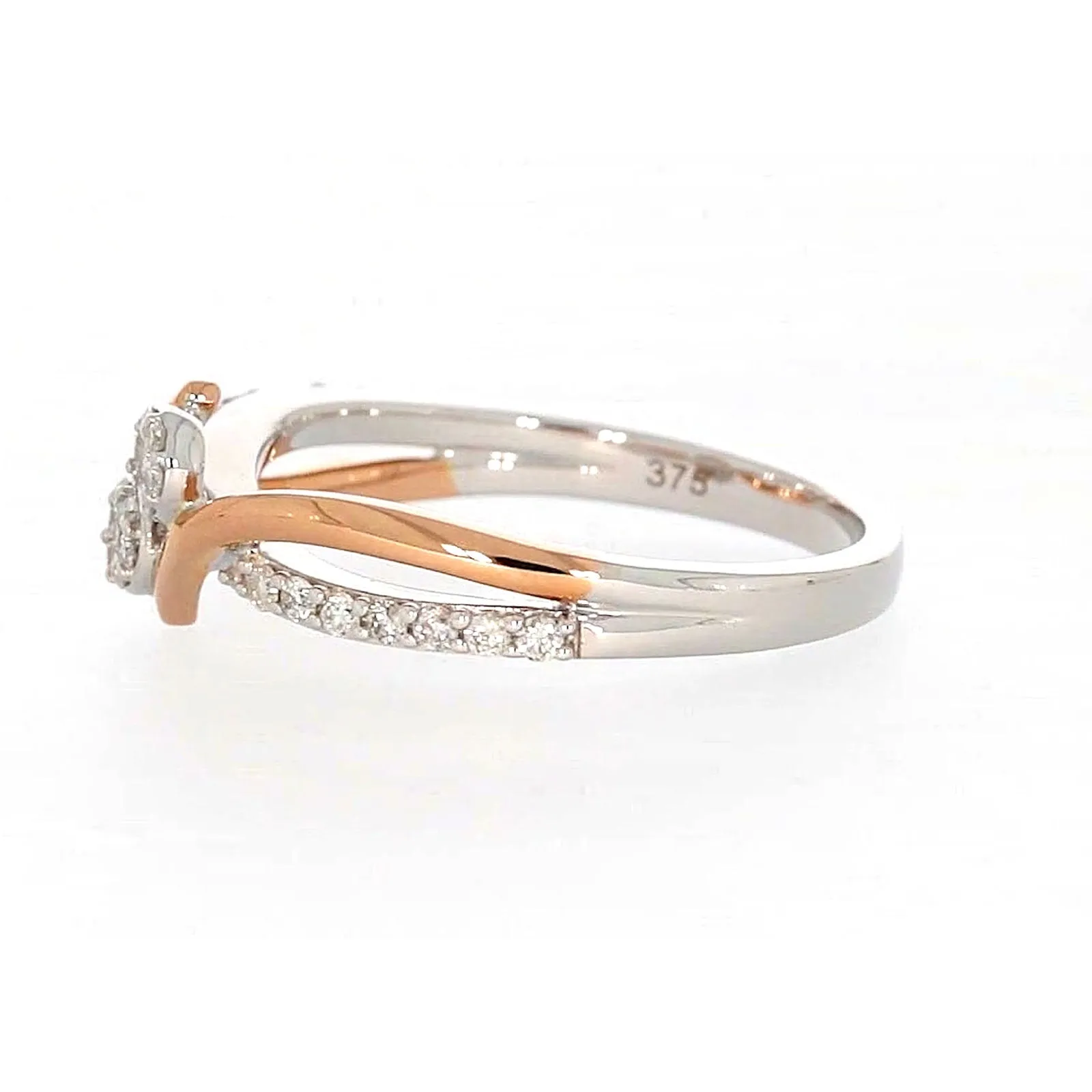 Tango 9ct Rose & White Gold Round Brilliant Cut with 1/4 CARAT tw of Diamonds Ring