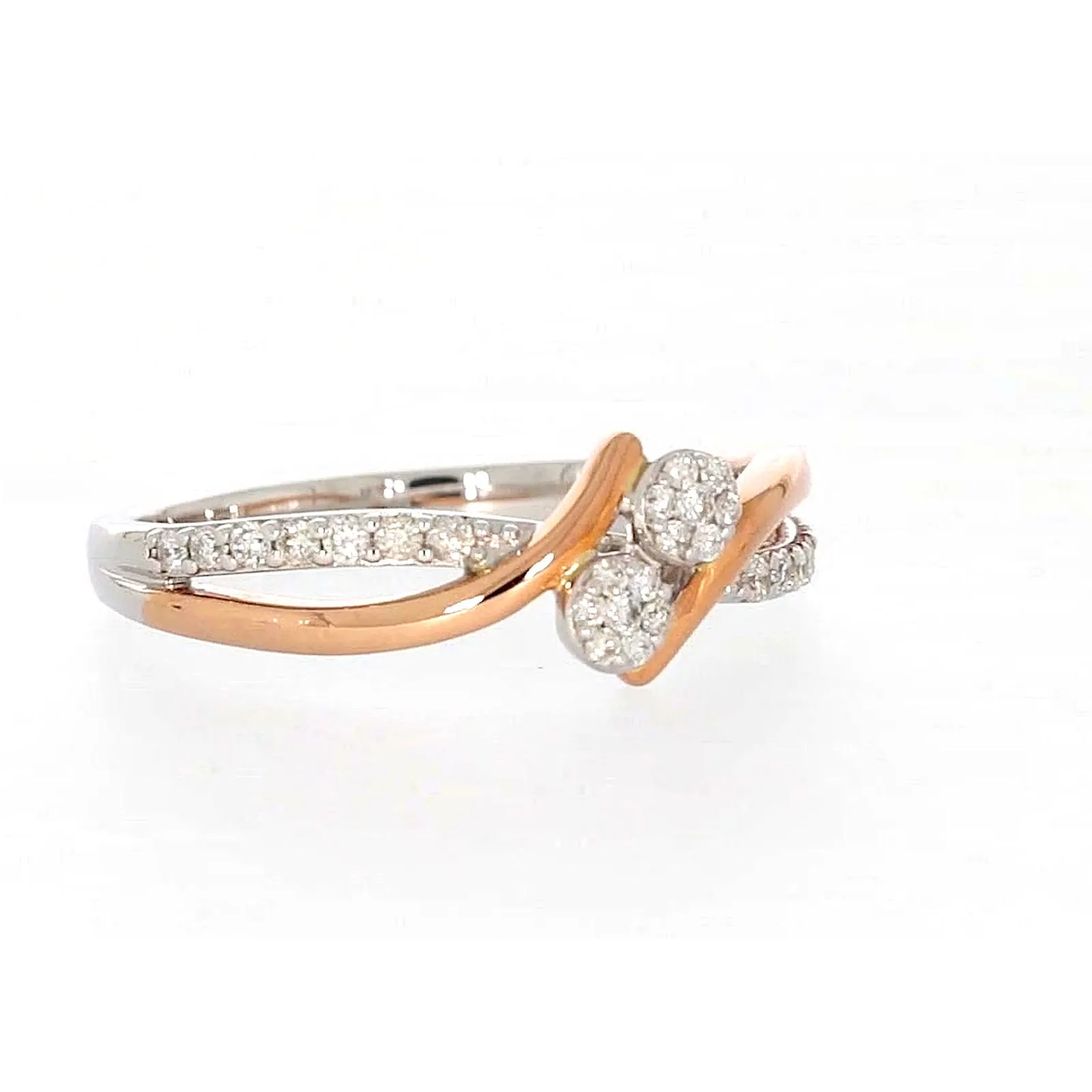 Tango 9ct Rose & White Gold Round Brilliant Cut with 1/4 CARAT tw of Diamonds Ring