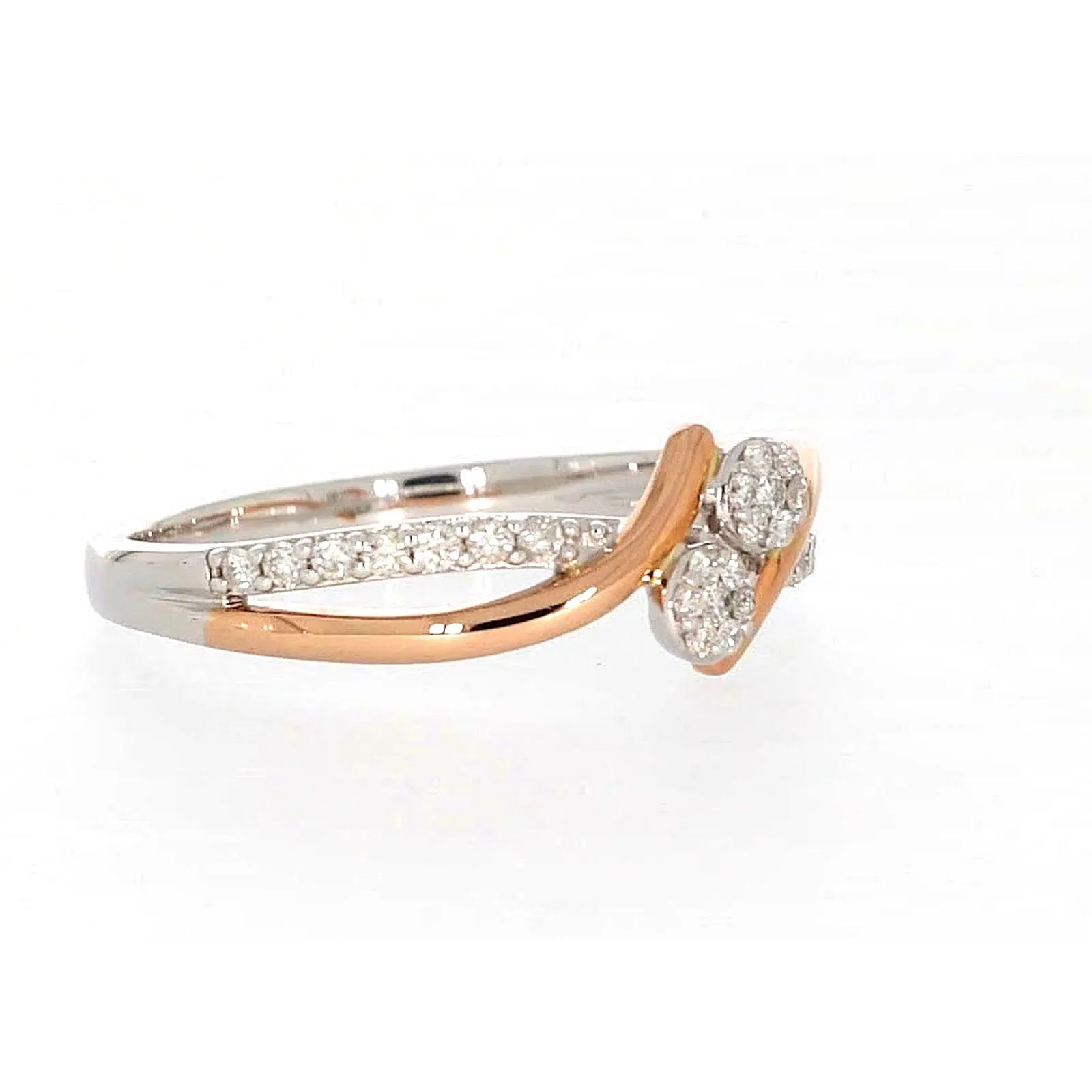 Tango 9ct Rose & White Gold Round Brilliant Cut with 1/4 CARAT tw of Diamonds Ring