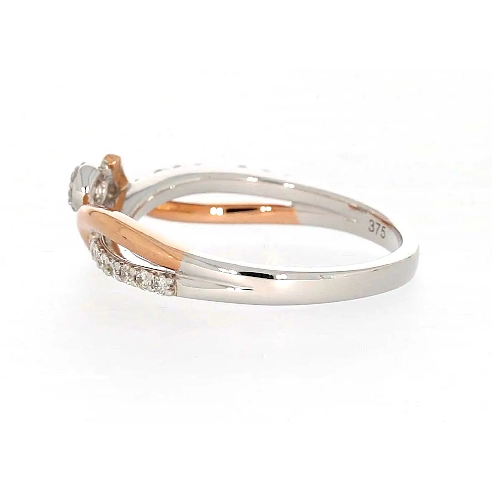 Tango 9ct Rose & White Gold Round Brilliant Cut with 1/4 CARAT tw of Diamonds Ring