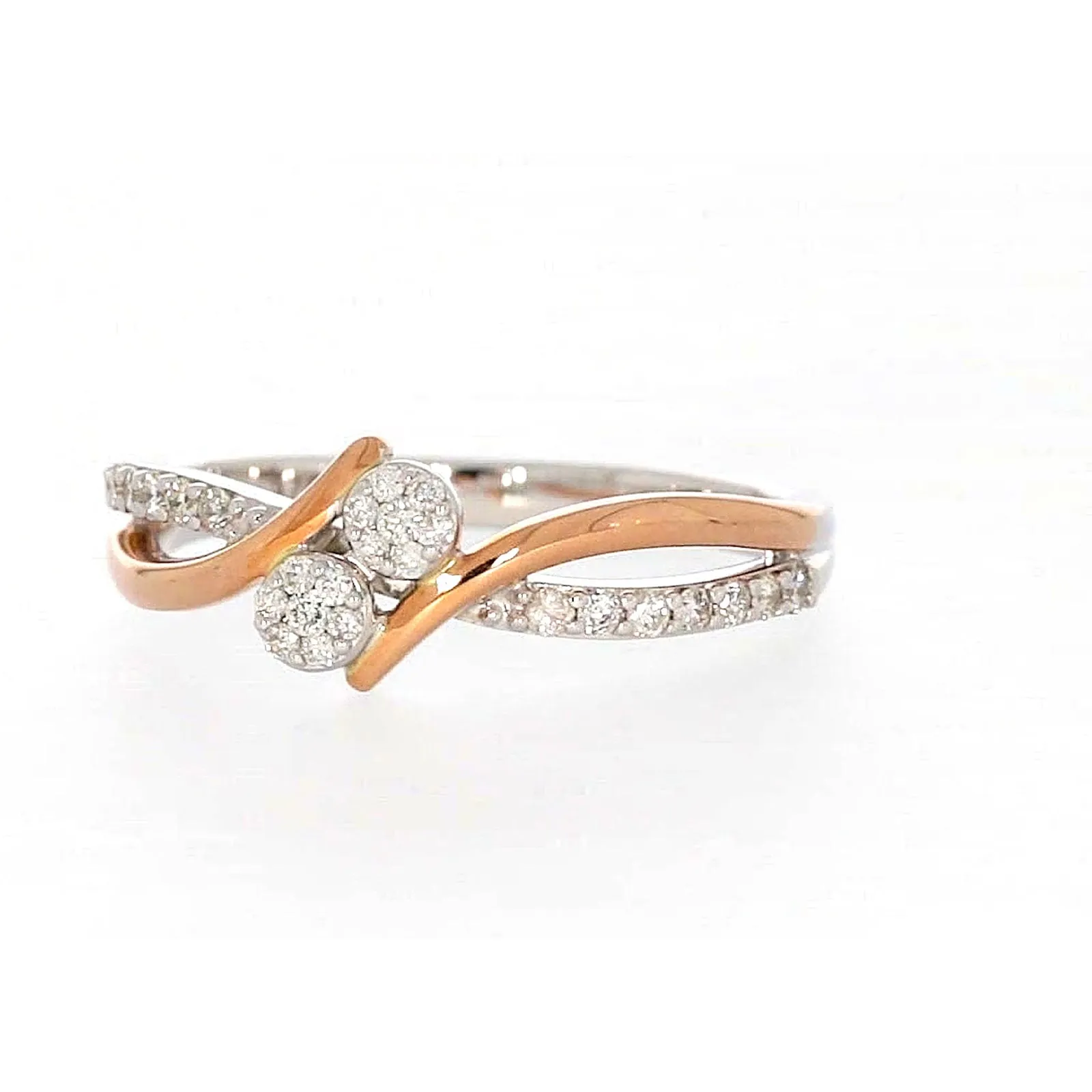 Tango 9ct Rose & White Gold Round Brilliant Cut with 1/4 CARAT tw of Diamonds Ring