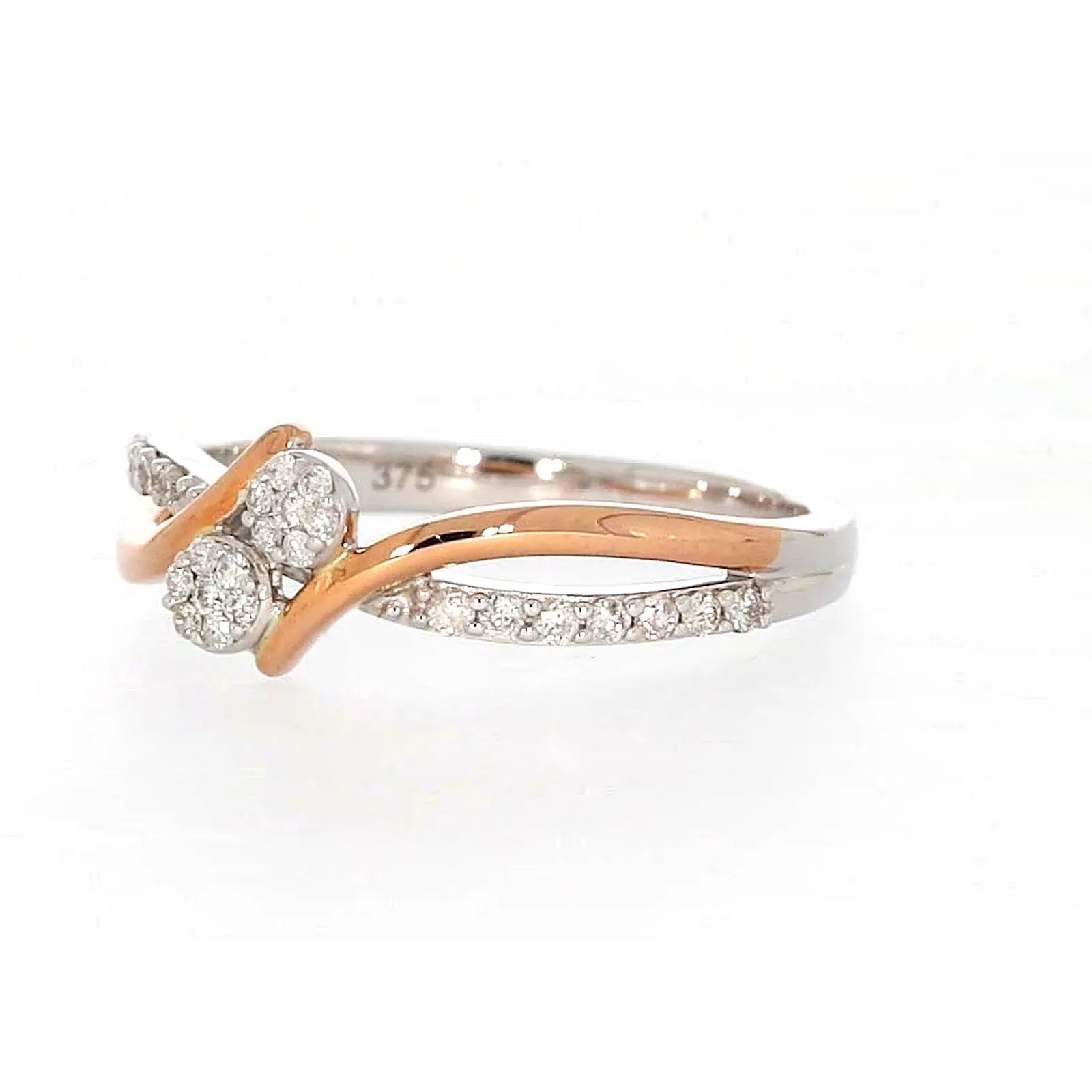 Tango 9ct Rose & White Gold Round Brilliant Cut with 1/4 CARAT tw of Diamonds Ring