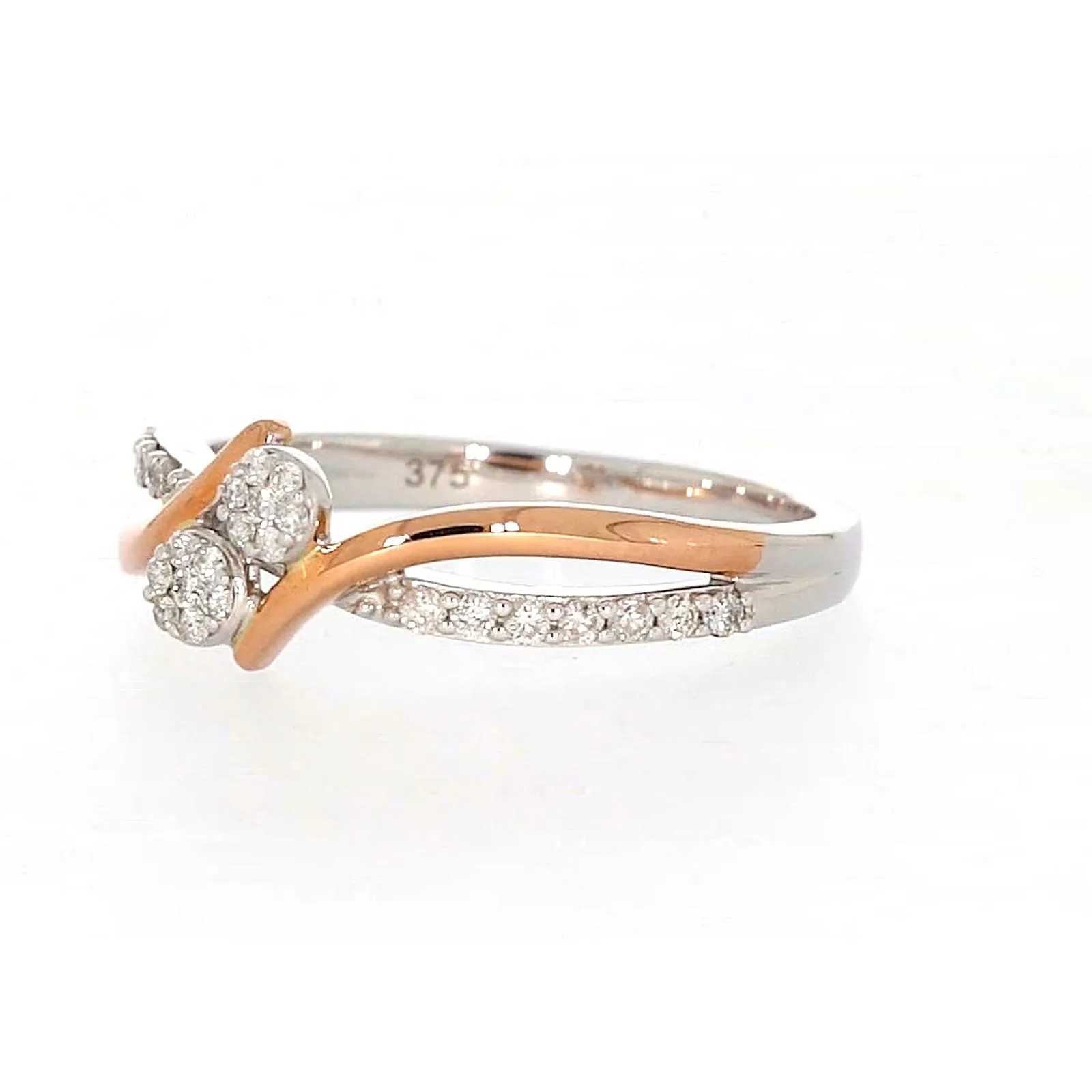 Tango 9ct Rose & White Gold Round Brilliant Cut with 1/4 CARAT tw of Diamonds Ring