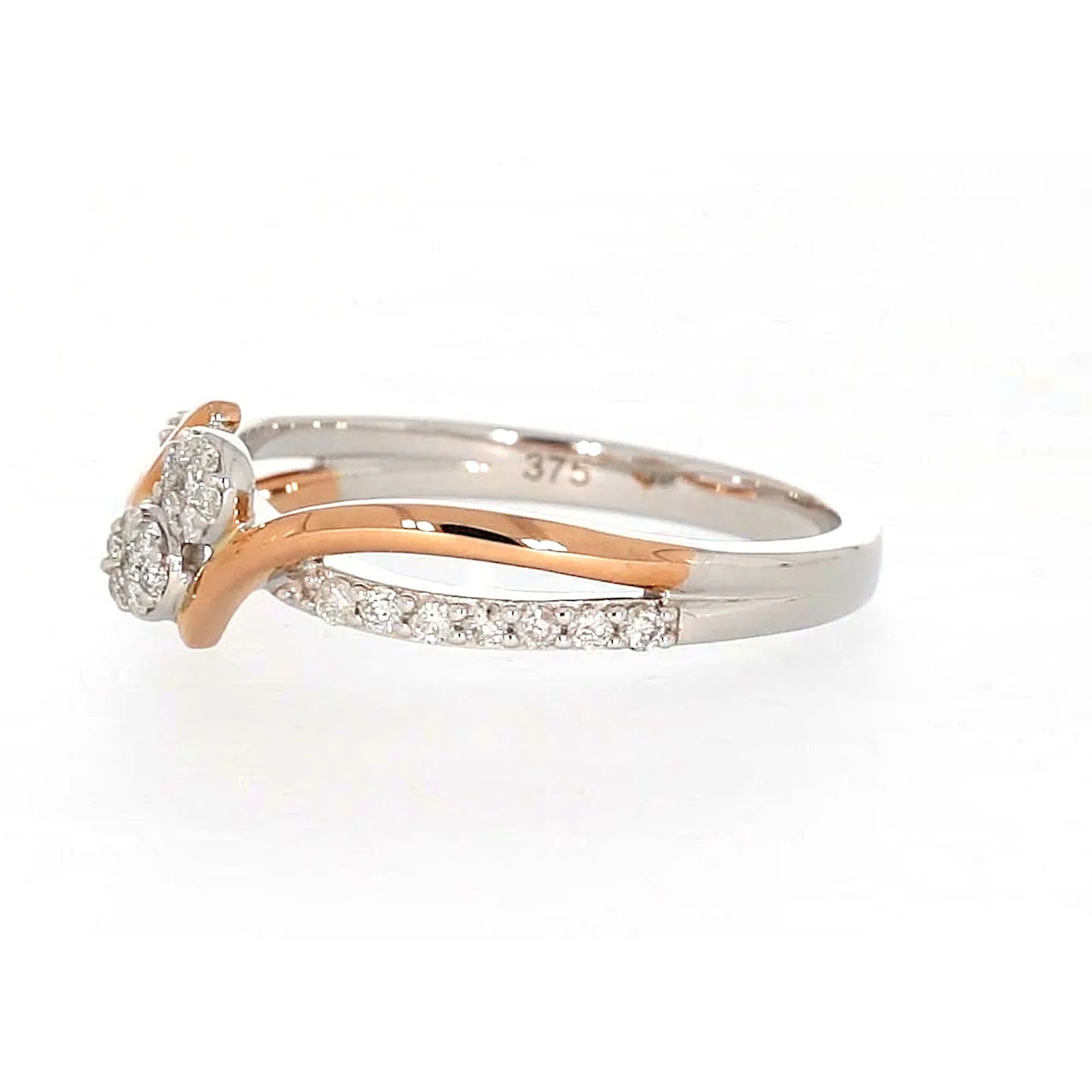 Tango 9ct Rose & White Gold Round Brilliant Cut with 1/4 CARAT tw of Diamonds Ring