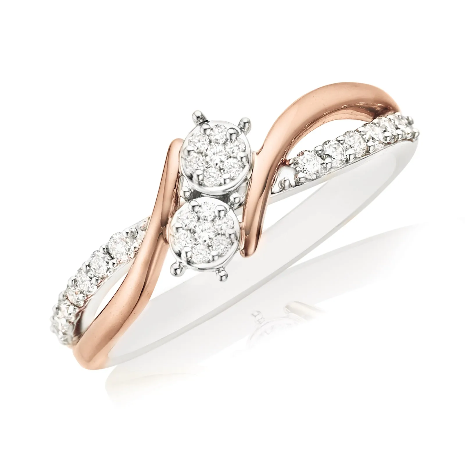 Tango 9ct Rose & White Gold Round Brilliant Cut with 1/4 CARAT tw of Diamonds Ring