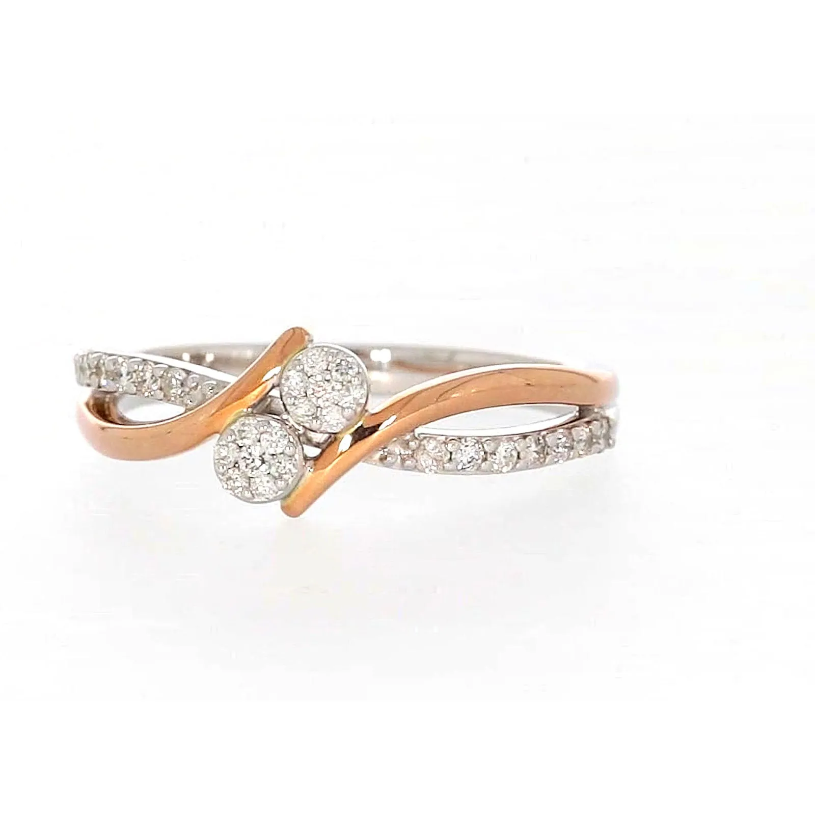 Tango 9ct Rose & White Gold Round Brilliant Cut with 1/4 CARAT tw of Diamonds Ring