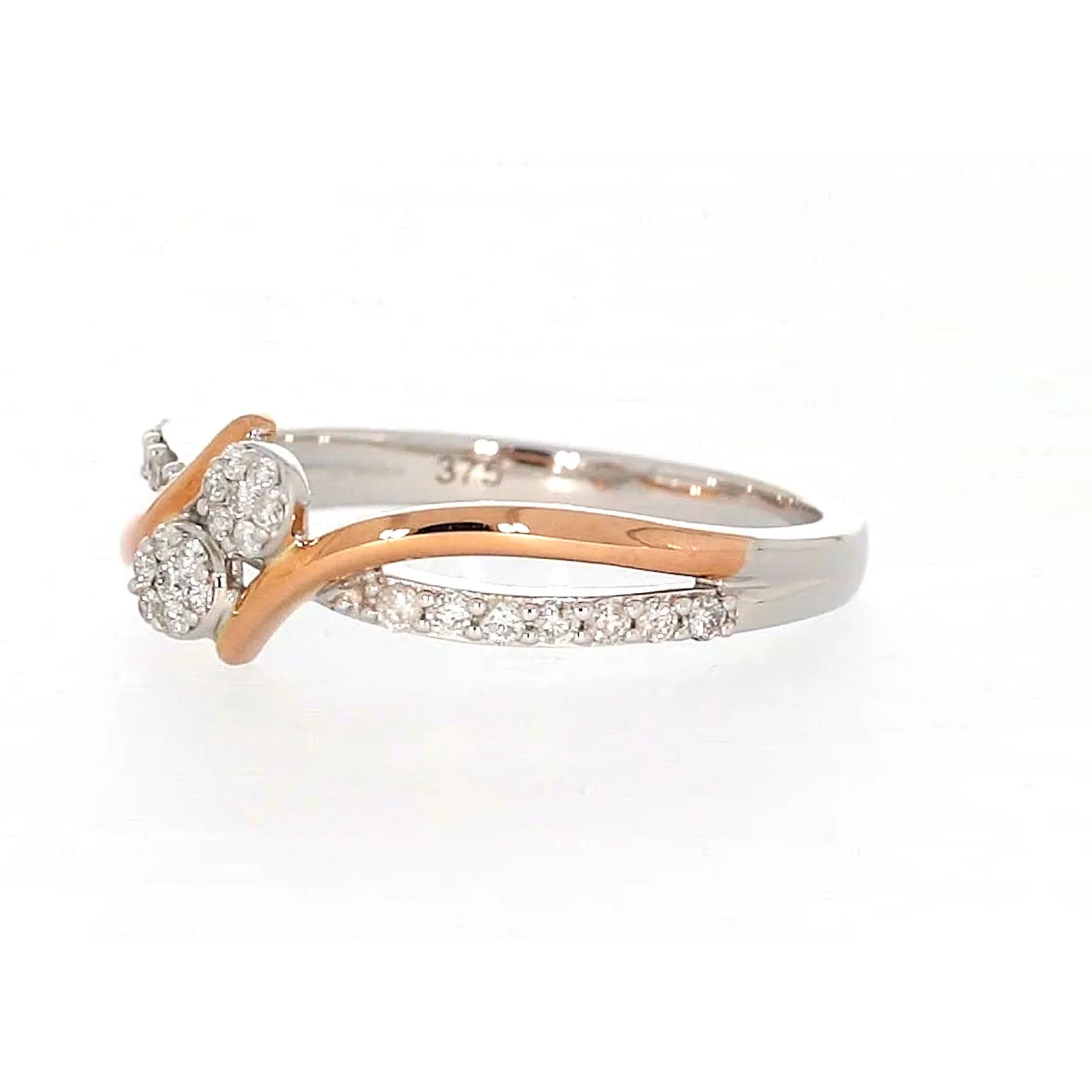 Tango 9ct Rose & White Gold Round Brilliant Cut with 1/4 CARAT tw of Diamonds Ring