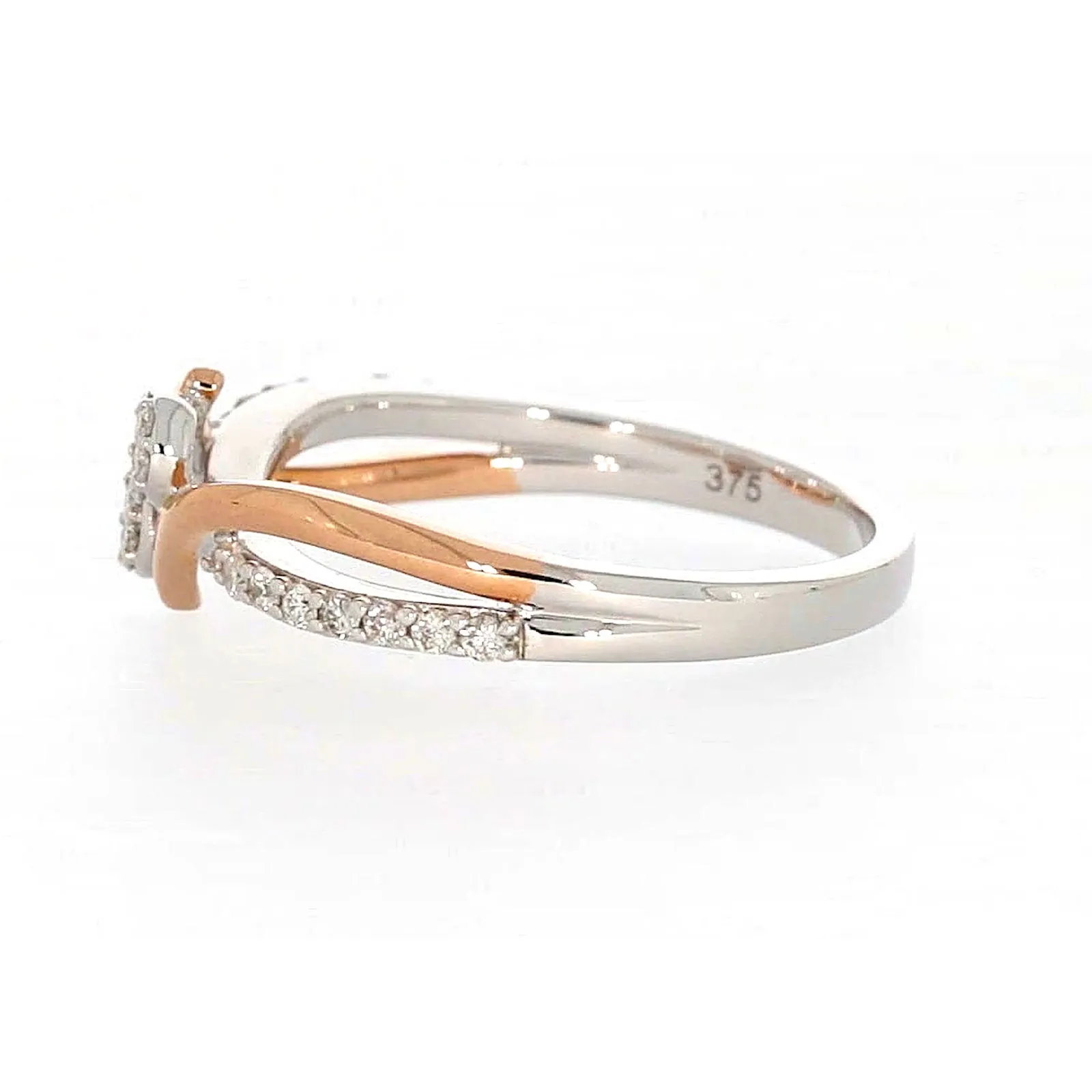 Tango 9ct Rose & White Gold Round Brilliant Cut with 1/4 CARAT tw of Diamonds Ring