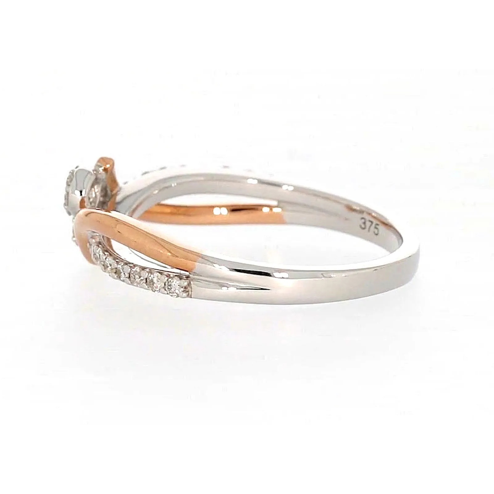 Tango 9ct Rose & White Gold Round Brilliant Cut with 1/4 CARAT tw of Diamonds Ring