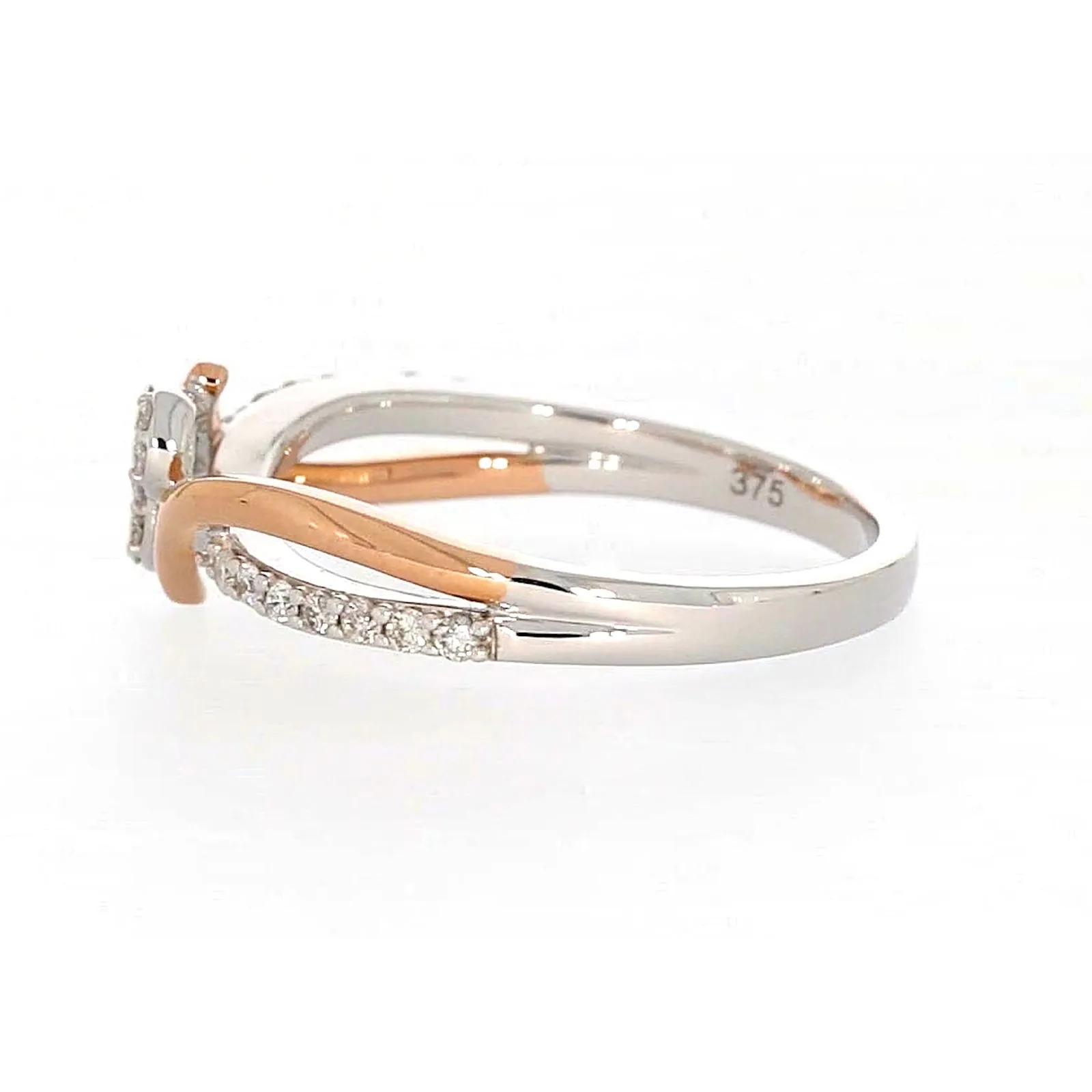 Tango 9ct Rose & White Gold Round Brilliant Cut with 1/4 CARAT tw of Diamonds Ring