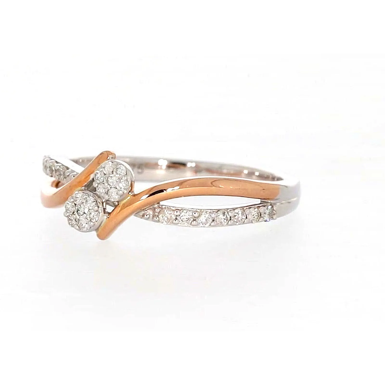 Tango 9ct Rose & White Gold Round Brilliant Cut with 1/4 CARAT tw of Diamonds Ring