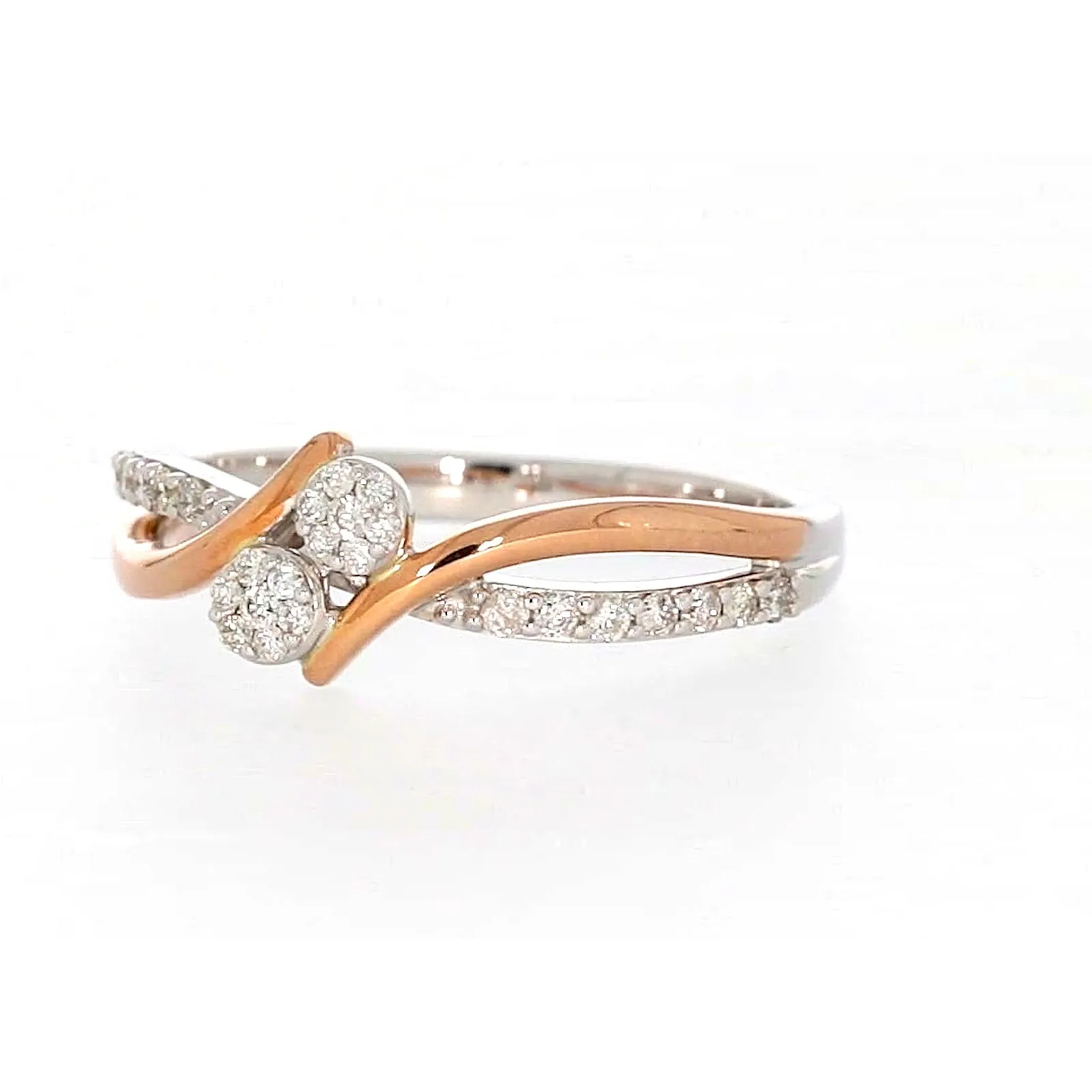 Tango 9ct Rose & White Gold Round Brilliant Cut with 1/4 CARAT tw of Diamonds Ring