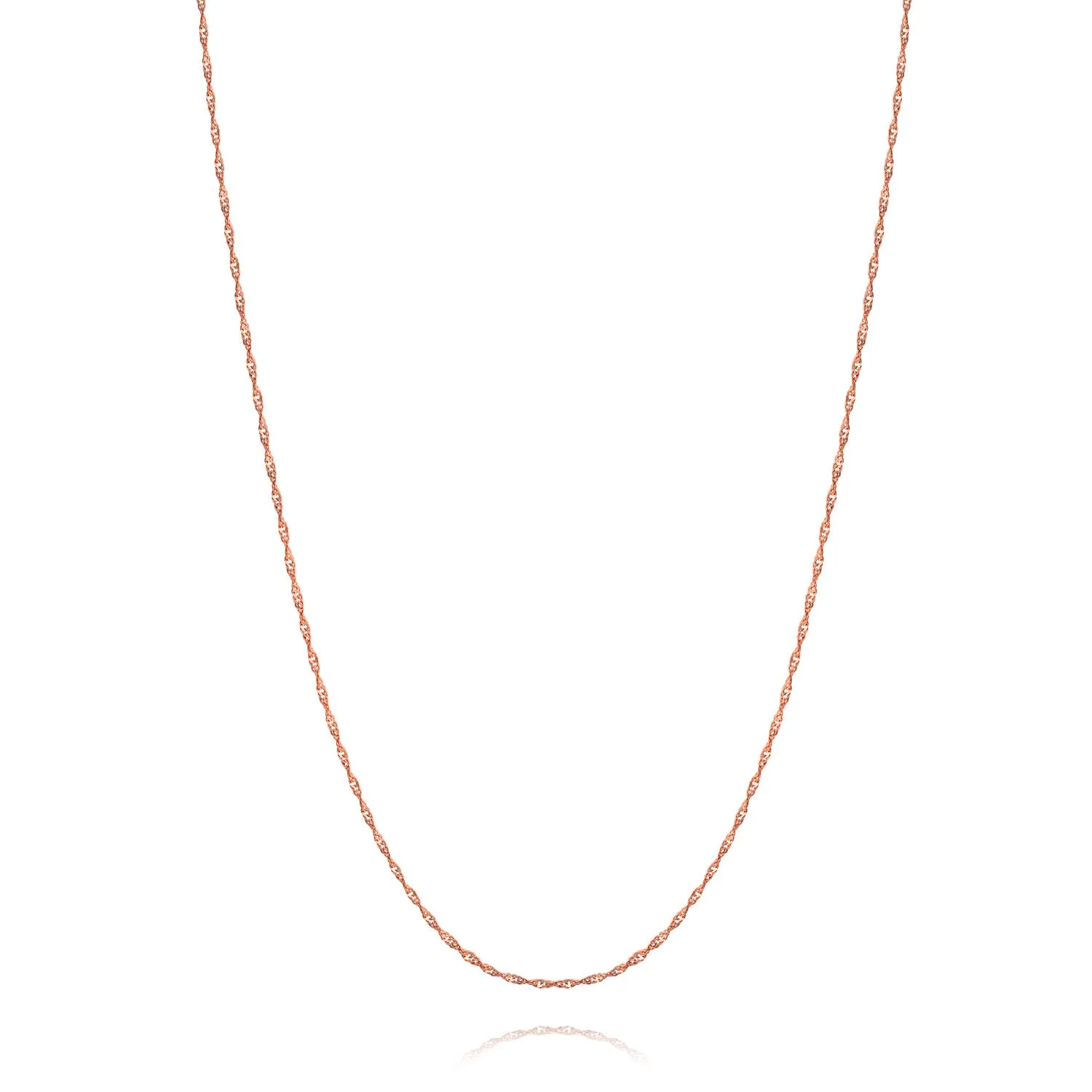 Thin 1.5MM Singapore Twisted Rope Chain Necklace Rose Gold Plated Silver