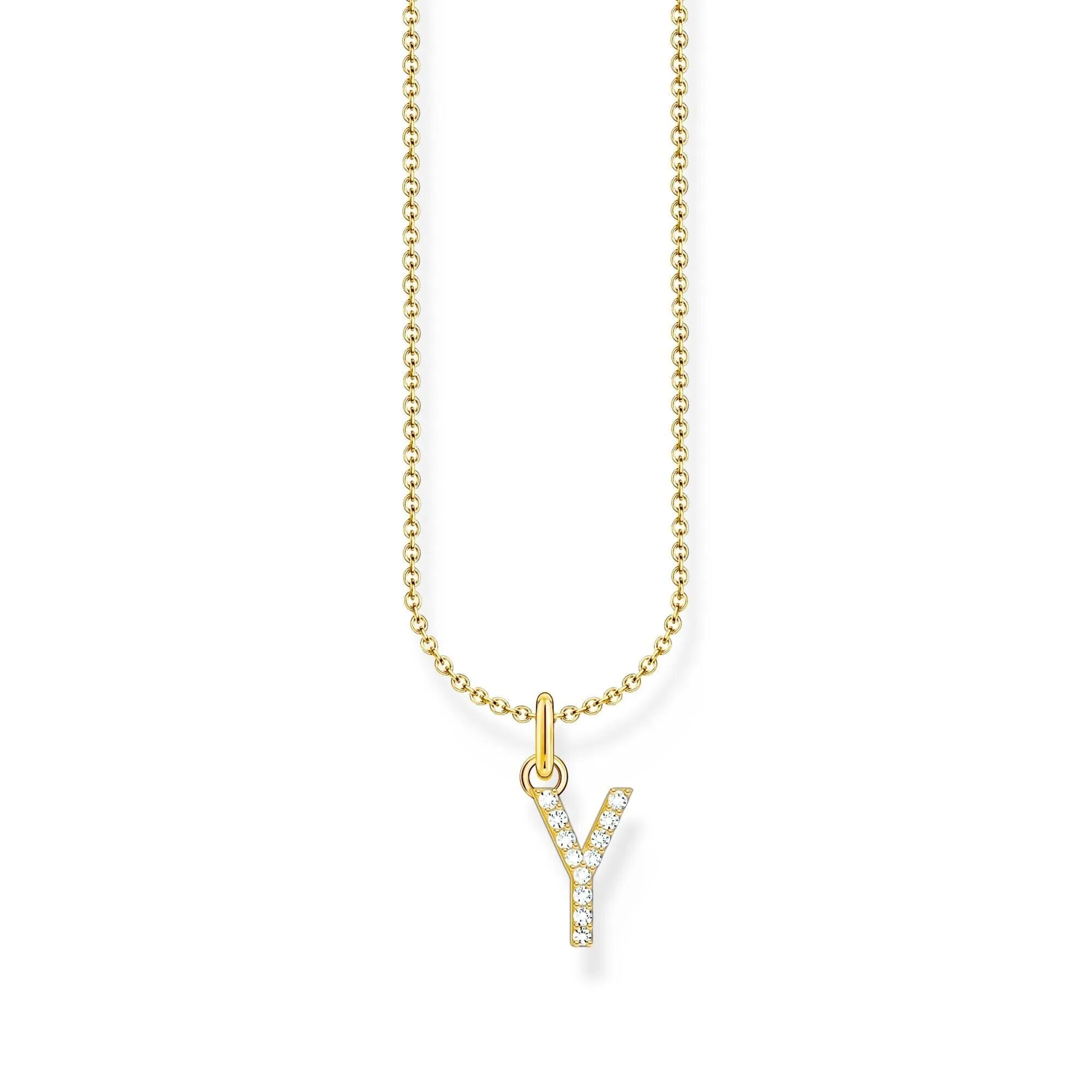 THOMAS SABO Necklace with letter pendant Y and white zirconia - gold