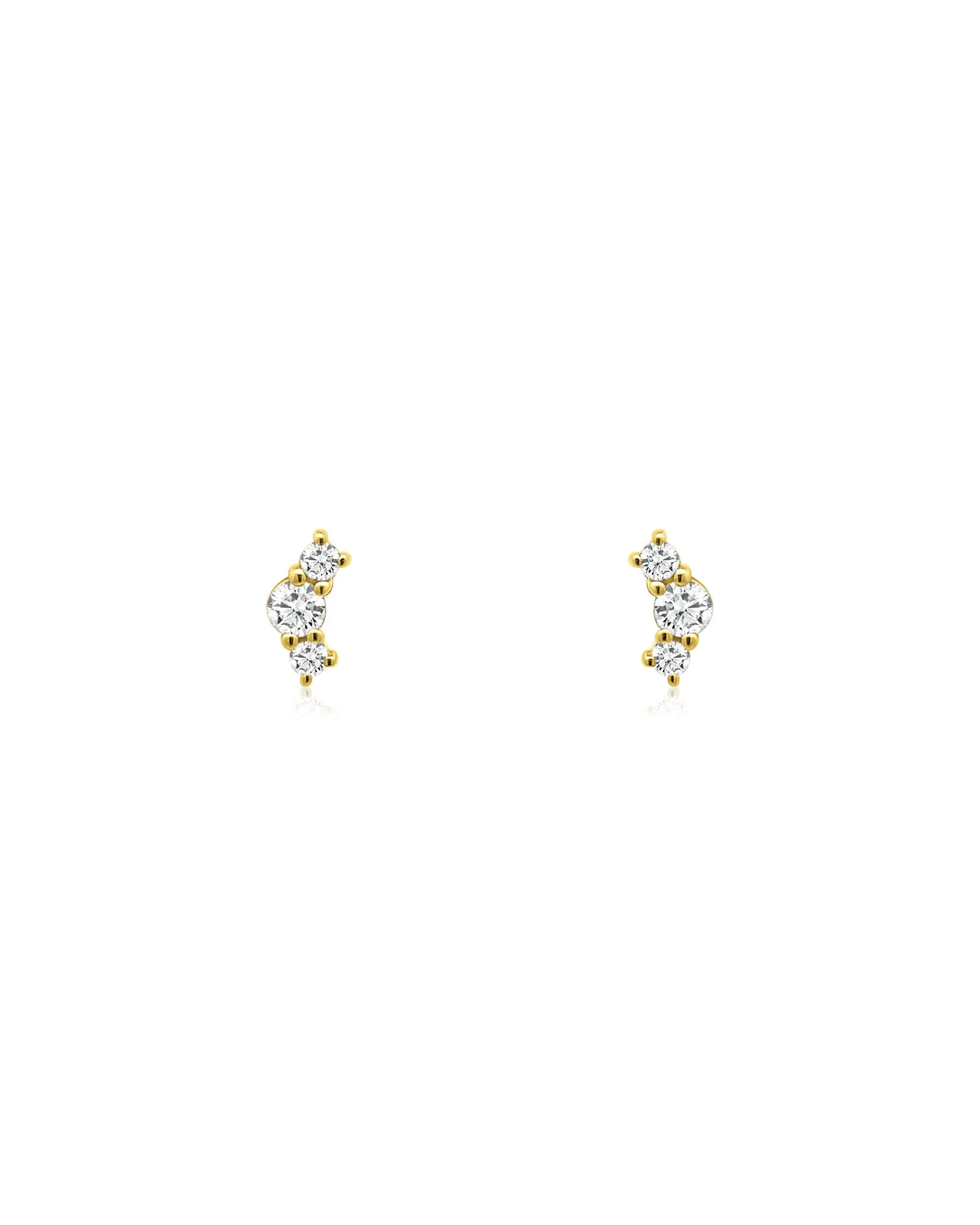 Three Diamond Curved Studs