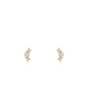 Three Diamond Curved Studs