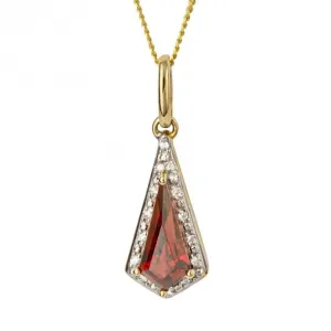 Trapeze Cut Garnet Diamond 9ct Yellow Gold Pendant GP1065K