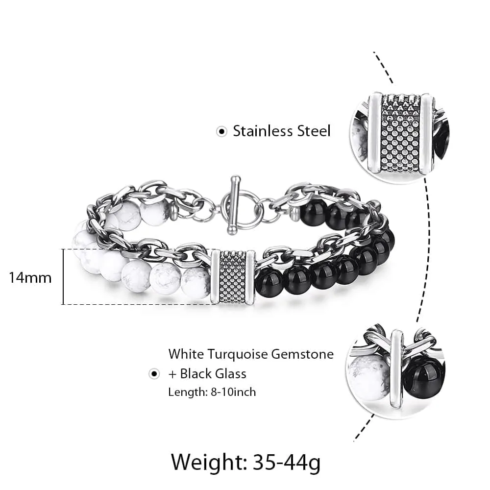 TRENDSMAX Natural Stone Bead & Stainless Steel Designer Bracelet for Men