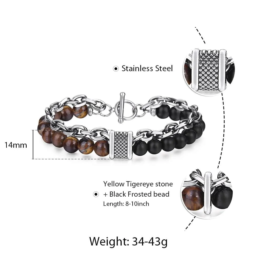 TRENDSMAX Natural Stone Bead & Stainless Steel Designer Bracelet for Men