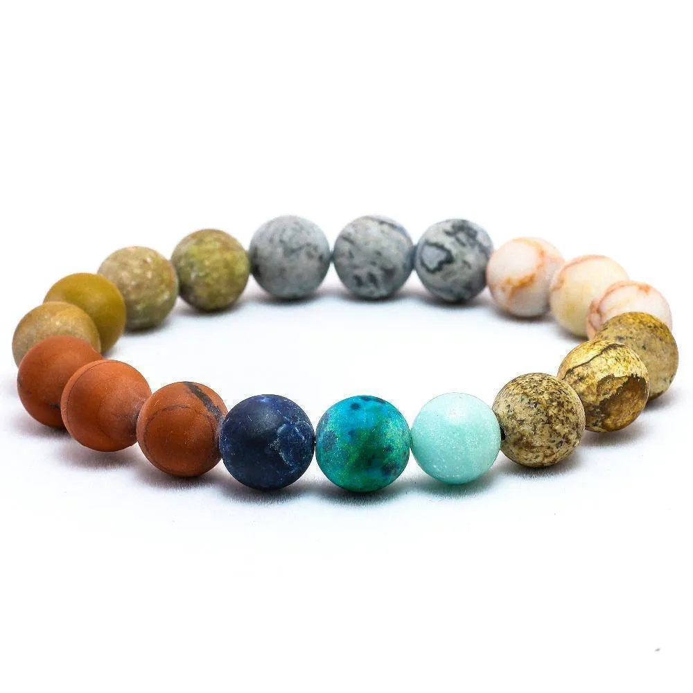 Universe Premium Space Planets Solar System Chakra Natural Stone Beads Chakra unisex Bracelet