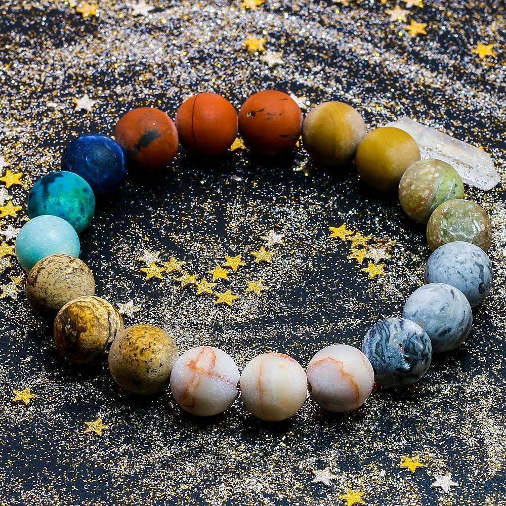 Universe Premium Space Planets Solar System Chakra Natural Stone Beads Chakra unisex Bracelet