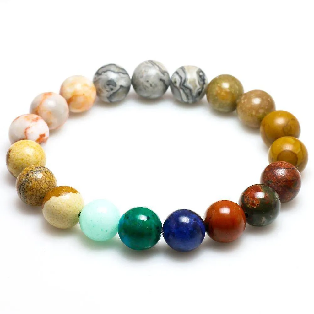 Universe Premium Space Planets Solar System Chakra Natural Stone Beads Chakra unisex Bracelet