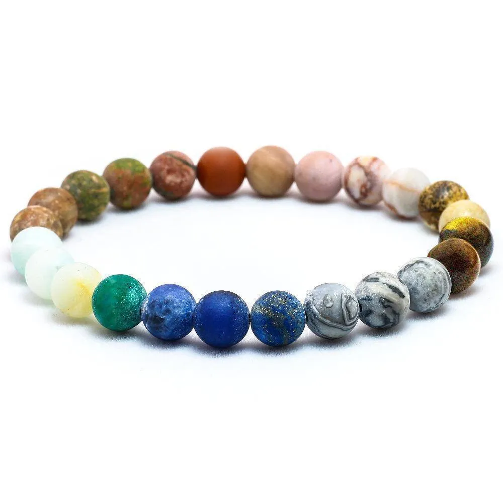 Universe Premium Space Planets Solar System Chakra Natural Stone Beads Chakra unisex Bracelet