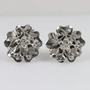 Vintage Silver Jewelry | Ornate Delicate Floral Earrings