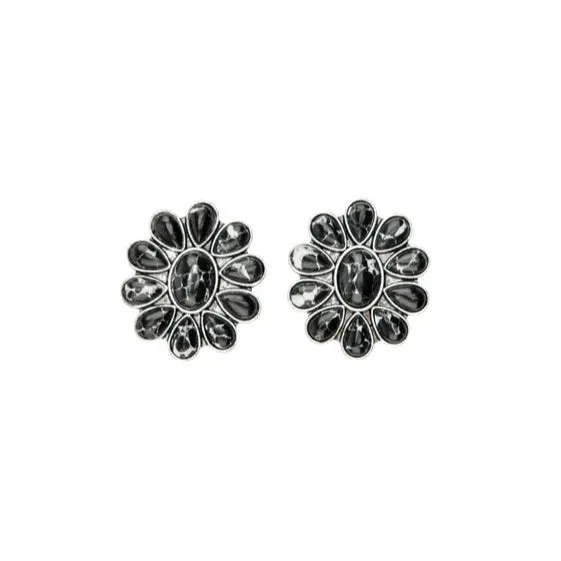 West & Co. Black Flower Cluster Drop Earrings