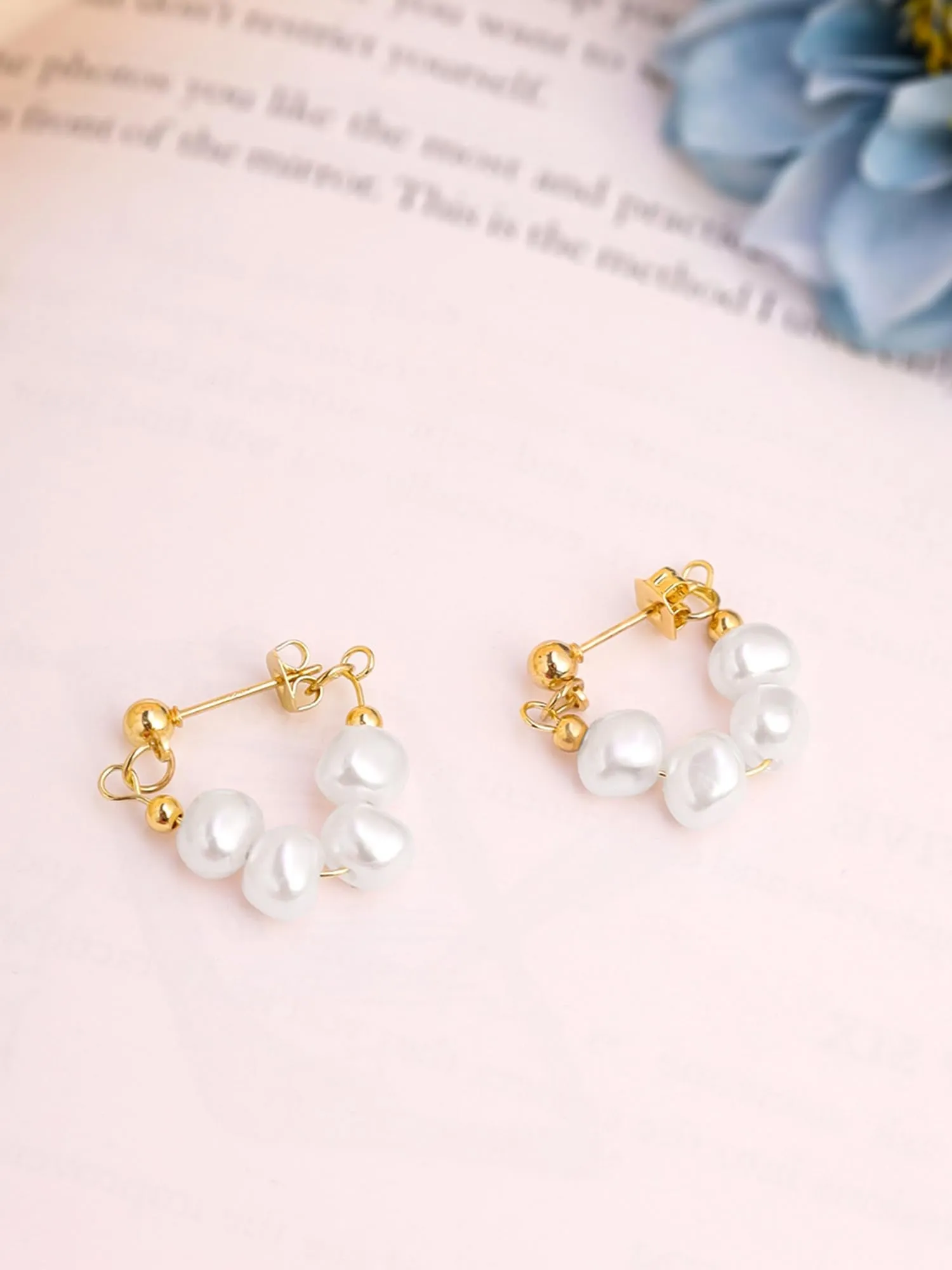 Yellow Chimes Pearl Drop Earrings For Women | Fashion Women Earrings | Gold Plated White Pearls Hoop Earrings For Girls | Birthday Gift for Girls Anniversary Gift for Women